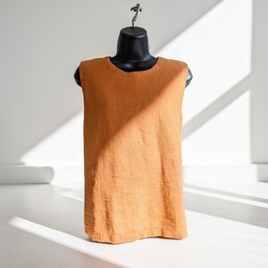 Quince European Linen Boxy Tank Top Women's M Sleeveless Shell Natural Fiber